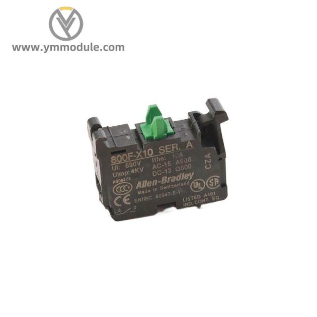 Brand 800F-X10 Contact Block, 22.5mm, Plastic, 1 NO - Industrial Control Solution