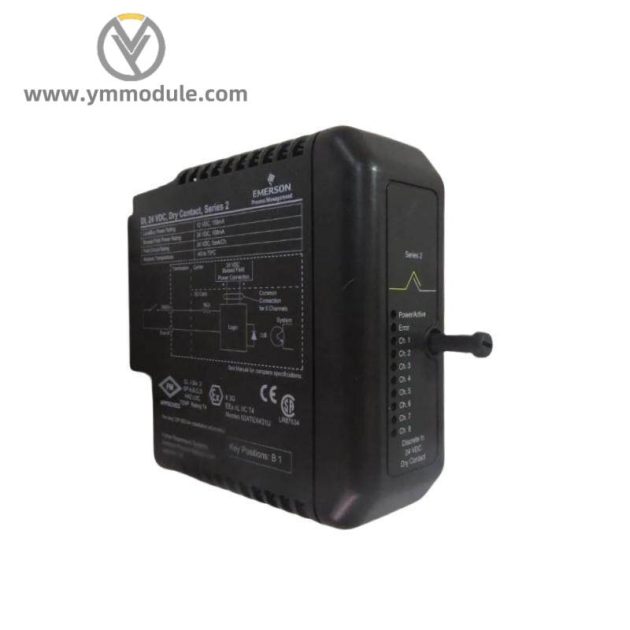Emerson KJ3201X1-BA1, 12P2535X042: 8-Channel 24 VDC Dry Contact Discrete Input Module
